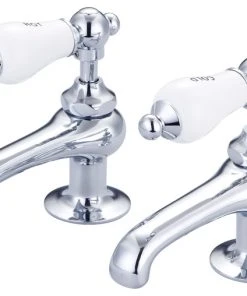 Water Creation Vintage Classic Basin Lavatory Faucet, Chrome, "Hot" And "Cold" Lever