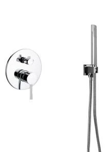 KUBEBATH Aqua Rondo Shower Set With 8" Rain Shower, Handheld And Tub Filler, Chrome