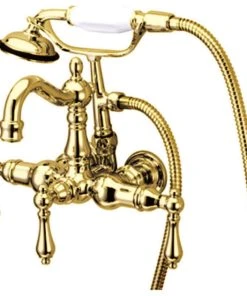 Kingston Brass Wall-Mount Clawfoot Tub Faucets With Polished Brass CC1007T2