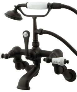 Kingston Brass Wall Mount Clawfoot Tub Faucet W/Hand Shower, Oil Rubbed Bronze