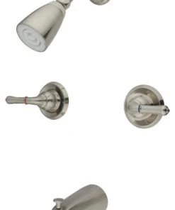 Kingston Brass Two-Handle Tub And Shower Faucet, Brushed Nickel