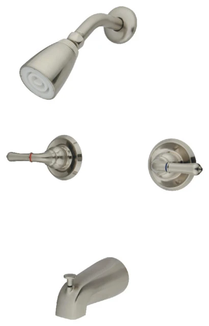 Kingston Brass Two-Handle Tub And Shower Faucet, Brushed Nickel 1 Kingston Brass Two-Handle Tub And Shower Faucet, Brushed Nickel