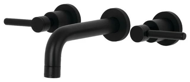 Kingston Brass 2-Handle Wall Mount Bathroom Faucet, Matte Black 1 Kingston Brass 2-Handle Wall Mount Bathroom Faucet, Matte Black