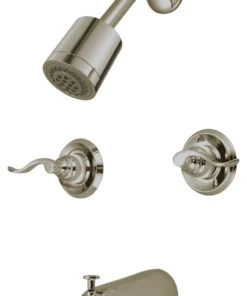 Kingston Brass Two-Handle Tub And Shower Faucet, Brushed Nickel
