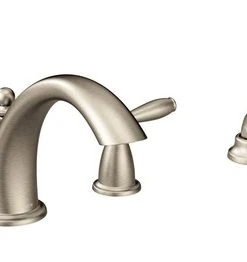 Moen Brantford 2-Handle Low Arc Roman Tub Faucet Includes Hand Shower, Brushed N