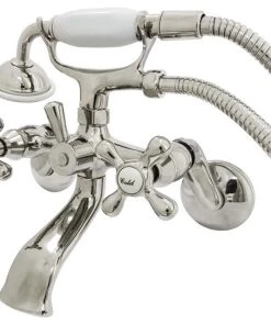 Kingston Brass KS266PN Vintage 6" Adjustable Wall Mount Clawfoot Tub Faucet, Polished Nickel