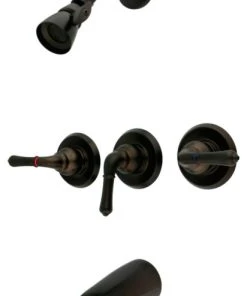 Kingston Brass Three-Handle Tub And Shower Faucet, Oil Rubbed Bronze