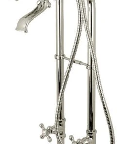 Kingston Brass Kingston Freestanding Tub Faucet,Supply Line & Stop Valve, Polished Nickel