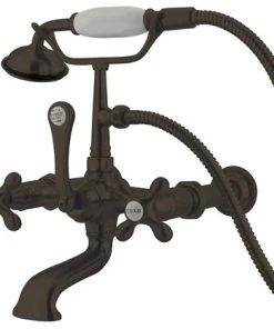 Kingston Brass 7" Wall Mount Tub Faucet With Hand Shower, Oil Rubbed Bronze