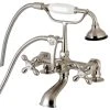 Kingston Brass Aqua Vintage 7" Tub Faucet With Hand Shower, Brushed Nickel