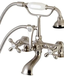 Kingston Brass Aqua Vintage 7" Tub Faucet With Hand Shower, Brushed Nickel