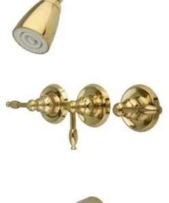 Kingston Brass Polished Brass Magellan Three Handle Tub & Shower Faucet KB232KL