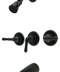 Kingston Brass Three-Handle Tub And Shower Faucet, Oil Rubbed Bronze