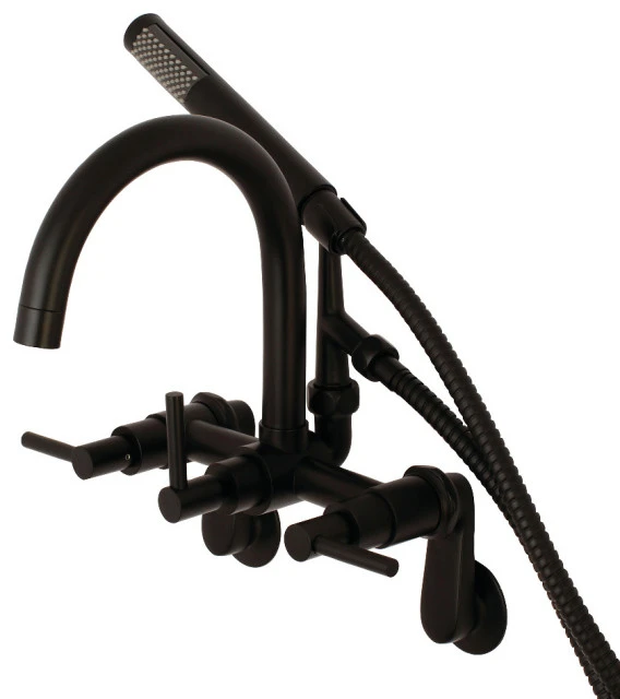 Kingston Brass Aqua Vintage Concord Wall-Mount Clawfoot Tub Faucets In Matte Black AE8150DL 1 Kingston Brass Aqua Vintage Concord Wall-Mount Clawfoot Tub Faucets In Matte Black AE8150DL