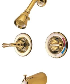 Kingston Brass Kingston Two-Handle Pressure Balanced Tub And Shower Faucet, Polished Brass