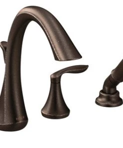 Moen Eva Oil Rubbed Bronze 2-Handle Roman Tub Faucet With Hand Shower T944ORB