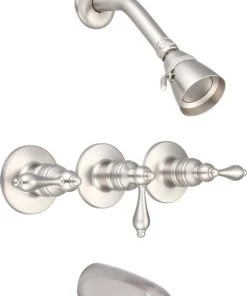 Banner Faucets Banner Three Handle Tub & Shower Faucet, Chrome, Brushed Nickel