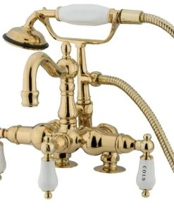 Kingston Brass 3-3/8" Deck Mount Tub Faucet, Polished Brass