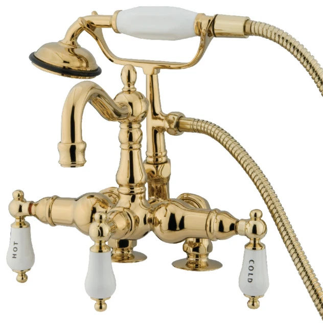 Kingston Brass 3-3/8" Deck Mount Tub Faucet, Polished Brass 1 Kingston Brass 3-3/8" Deck Mount Tub Faucet, Polished Brass