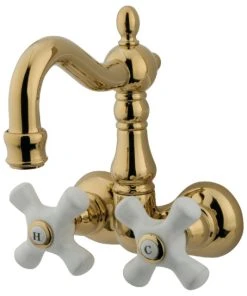 Kingston Brass 3-3/8" Wall Mount Tub Faucet, Polished Brass