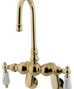 Kingston Brass Adjustable Center Wall Mount Tub Faucet, Polished Brass