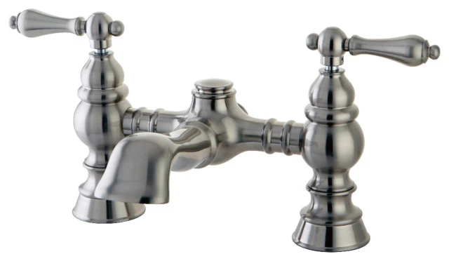 Kingston Brass 7" Deck Mount Tub Faucet, Brushed Nickel 1 Kingston Brass 7" Deck Mount Tub Faucet, Brushed Nickel