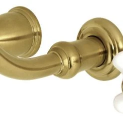 Kingston Brass KS3027PX Two-Handle Wall Mount Tub Faucet, Brushed Brass
