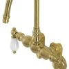 Kingston Brass Wall-Mount Clawfoot Tub Faucets In Brushed Brass Finish AE83T7
