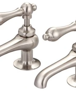 Water Creation Vintage Classic Basin Lavatory Faucet, Brushed Nickel , Lever Handles