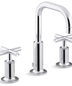 Kohler Purist Widespread Bathroom Faucet W/ Low Cross Handles, Polished Chrome