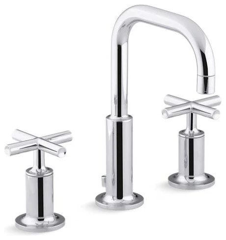 Kohler Purist Widespread Bathroom Faucet W/ Low Cross Handles, Polished Chrome 1 Kohler Purist Widespread Bathroom Faucet W/ Low Cross Handles, Polished Chrome