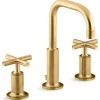 Kohler Purist Widespread Bathroom Sink Faucet With Cross Handles And Gooseneck Spout