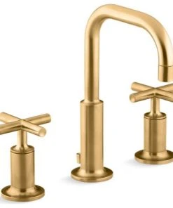 Kohler Purist Widespread Bathroom Sink Faucet With Cross Handles And Gooseneck Spout