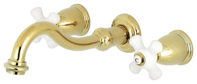 Kingston Brass KS3022PX Two-Handle Wall Mount Tub Faucet, Polished Brass 1 Kingston Brass KS3022PX Two-Handle Wall Mount Tub Faucet, Polished Brass
