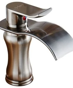 Fontana Showers Huancayo Single Handle Water Fall Bathroom Sink Faucet, Brushed Nickel