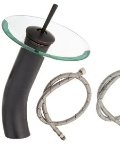 Dyconn Faucet Glass Head Waterfall Bathroom Vessel Faucet, Oil Rubbed Bronze