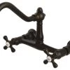 Kingston Brass 8" Center Wall Mount Bathroom Faucet, Oil Rubbed Bronze