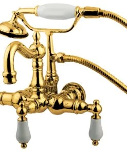 Kingston Brass 3-3/8" Wall Mount Tub Faucet, Polished Brass