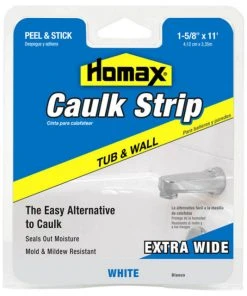 Homax Products Homax® 34040 Tub & Wall Caulk Strip, Extra Wide, White, 1-5/8" X 11'
