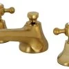 Kingston Brass Widespread Bathroom Faucet With Brass Pop-Up, Brushed Brass