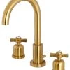 Kingston Brass Fauceture Widespread Bathroom Faucet With Brass Pop-Up, Brushed Brass