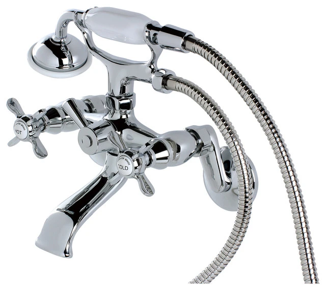 Kingston Brass Essex 3" - 9" Adjustable Centers Wall Mount Tub Filler With Hand Shower, Chrome 1 Kingston Brass Essex 3" - 9" Adjustable Centers Wall Mount Tub Filler With Hand Shower, Chrome