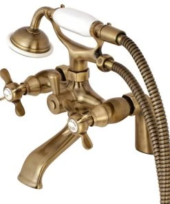 Kingston Brass KS287AB Essex Clawfoot Tub Faucet With Hand Shower, Antique Brass