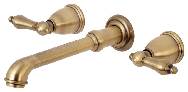 Kingston Brass Two-Handle Wall Mount Tub Faucet, Antique Brass 1 Kingston Brass Two-Handle Wall Mount Tub Faucet, Antique Brass