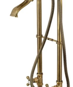 Kingston Brass Kingston Freestanding Tub Faucet,Supply Line & Stop Valve, Antique Brass