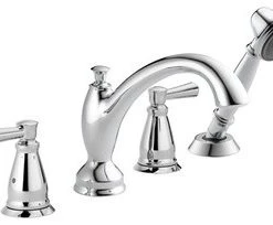 Delta Faucet Delta Linden Traditional Roman Tub With Hand Shower Trim, Chrome, T4793