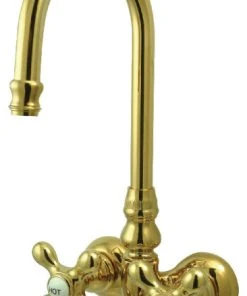 Kingston Brass Wall-Mount Clawfoot Tub Faucets With Polished Brass CC77T2