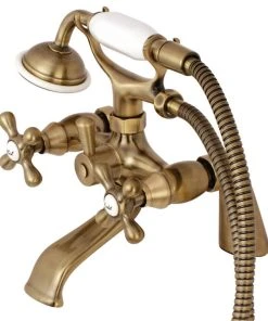 Kingston Brass KS267AB Clawfoot Tub Faucet With Hand Shower, Antique Brass
