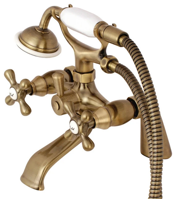Kingston Brass KS267AB Clawfoot Tub Faucet With Hand Shower, Antique Brass 1 Kingston Brass KS267AB Clawfoot Tub Faucet With Hand Shower, Antique Brass