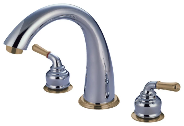 Kingston Brass Roman Tub Faucet, Polished Chrome/Polished Brass 1 Kingston Brass Roman Tub Faucet, Polished Chrome/Polished Brass